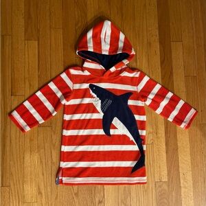Mini Boden Red and White Striped Shark Swim Coverup